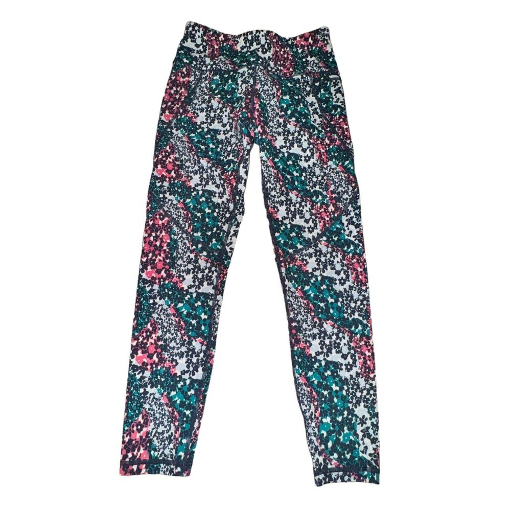 Sweaty Betty Power 7/8 Legging Size XS Cascade Blue Floral Thigh Back Zip Pocket
